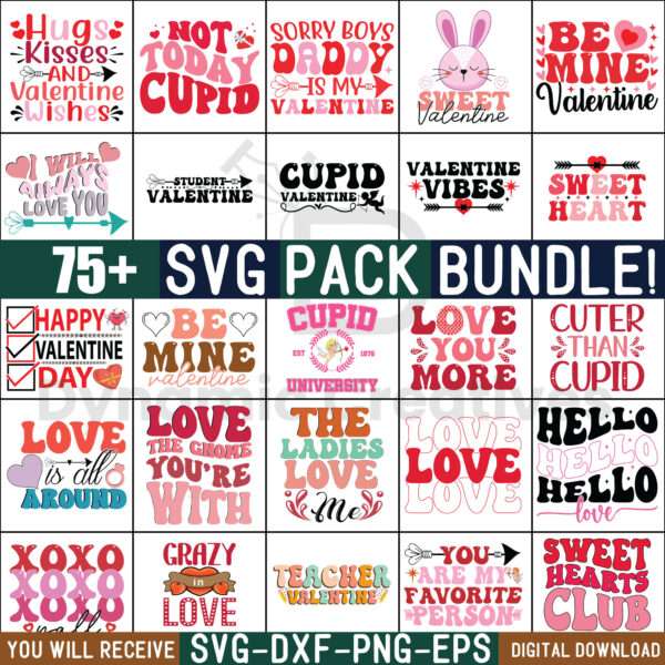 VALENTINES SVG BUNDLE , 75+ SVG BUNDLE, CUTE VALENTINE'S , LOVE VALENTINE