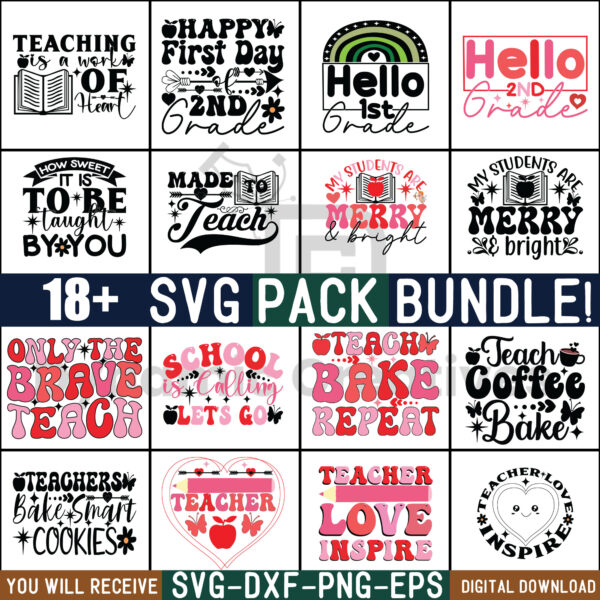 TEACHER SVG BUNDLE , TEACHER LOVE SVG BUNDLE