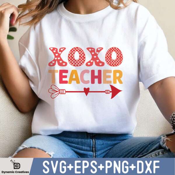 XOXO Teacher PNG Retro Teacher Love Checker Coquette Valentines