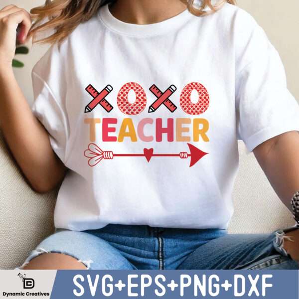 XOXO Teacher Svg, Xoxo Teacher Apple Svg, Teacher Valentine Svg, Xoxo Svg,