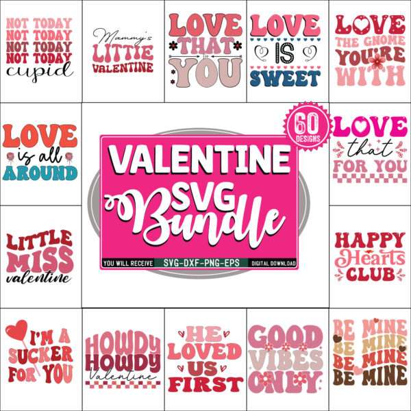 60 Valentine's Day SVG MEGA Bundle, Valentine's Day SVG, Heart svg, Love svg,