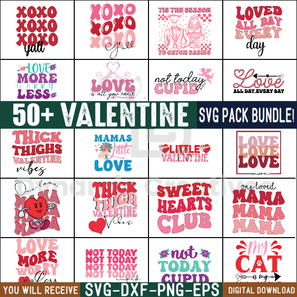 50+ Valentines SVG Bundle, Retro Valentine Valentine's Day,Sublimate Design Bundle Designs,