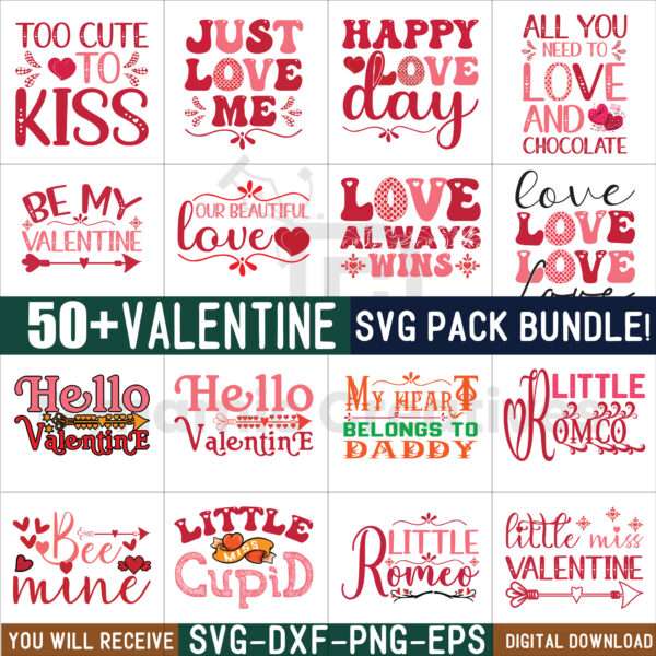 50+ Valentines SVG Bundle, Retro Valentine Valentine's Day,Sublimate Design Bundle Designs,