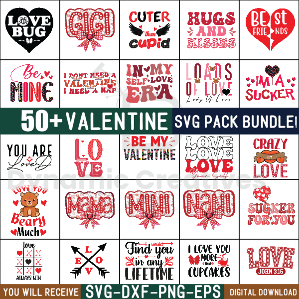 50+ Valentines SVG Bundle, Retro Valentine Valentine's Day,Sublimate Design Bundle Designs,